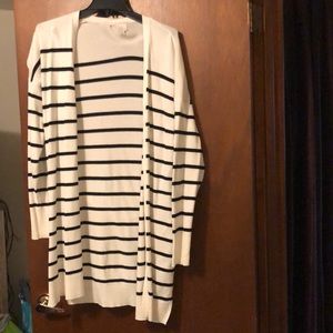 Back and White Striped Cardigan